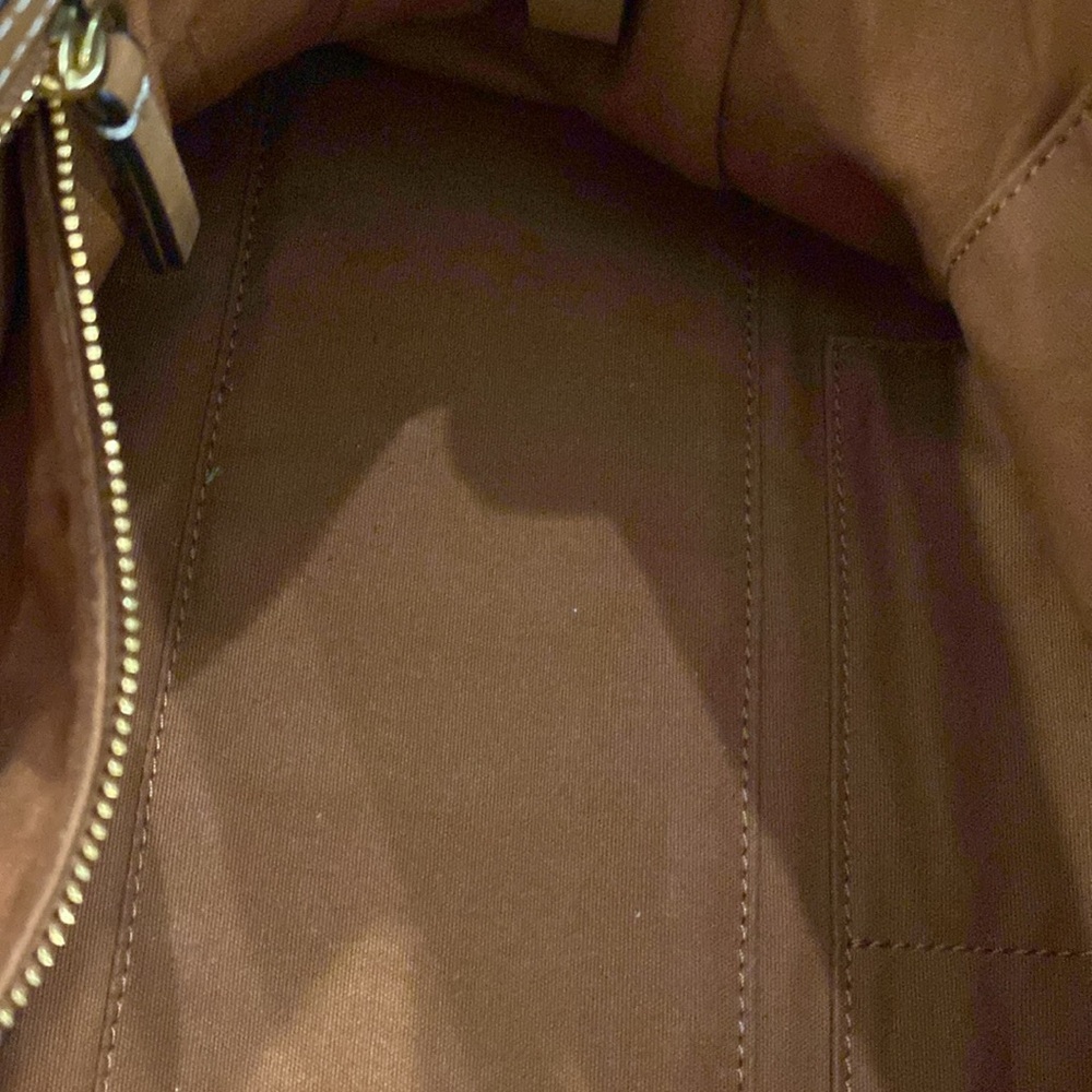 Tory Burch Canvas & Suede Center Stripe Satchel in Natural New Ivory Nut - Picture 15 of 16